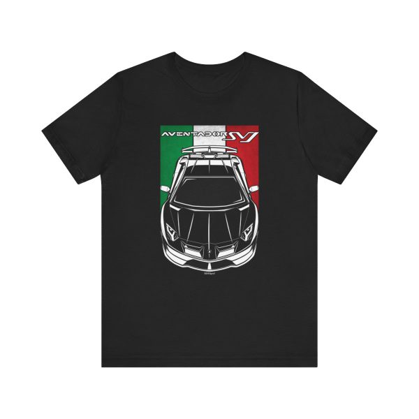 Lamborghini Aventador SVJ T-shirt - Italy Flag Shirt Black by Auto Art Apparel