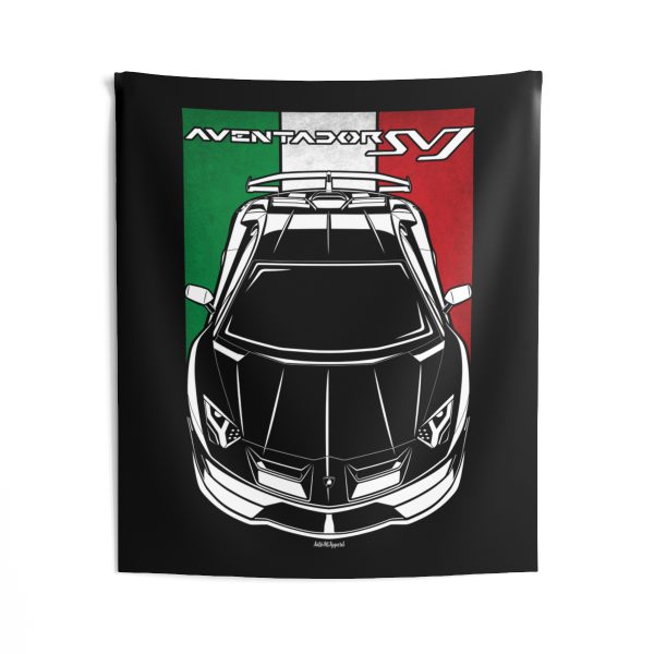 Lamborghini Aventador SVJ Tapestry - Italy Flag Wall Art 50 x 60 inch by Auto Art Apparel