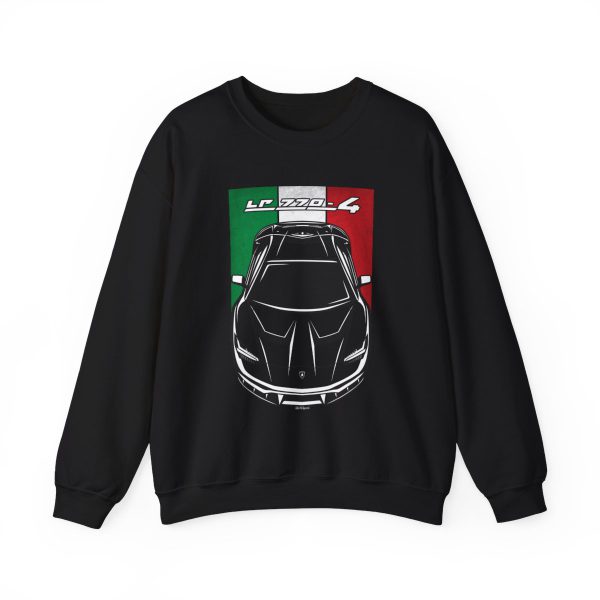 Lamborghini Centenario Sweatshirt - Italy Flag Crewneck Black by Auto Art Apparel