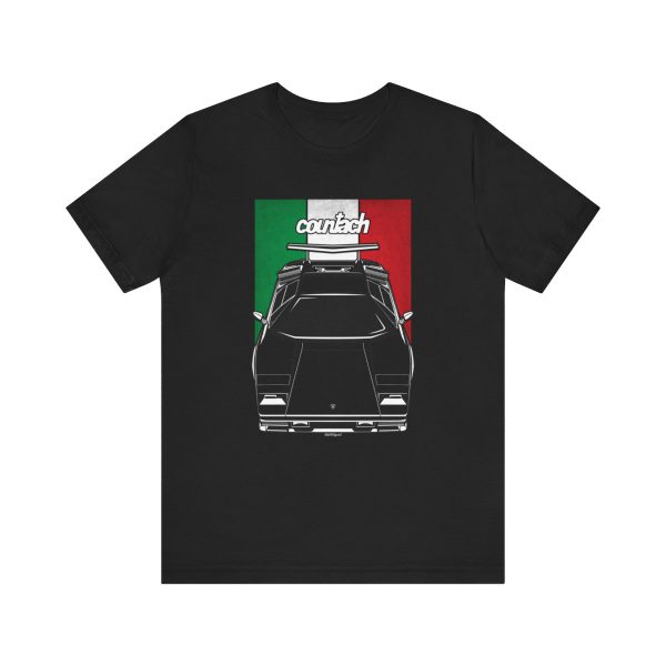 Lamborghini Countach LP5000 QV T-shirt - Italy Flag Shirt Black by Auto Art Apparel