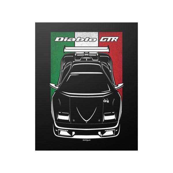 Lamborghini Diablo GTR Poster - Italy Flag Print 16 x 20 inch by Auto Art Apparel