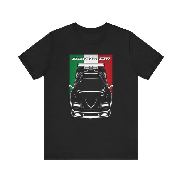 Lamborghini Diablo GTR T-shirt - Italy Flag Shirt Black by Auto Art Apparel