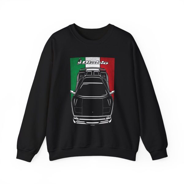Lamborghini Diablo SV Sweatshirt - Italy Flag Crewneck Black by Auto Art Apparel