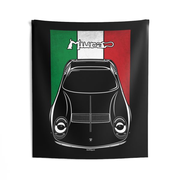Lamborghini Miura P400 Tapestry - Italy Flag Wall Art 50 x 60 inch by Auto Art Apparel