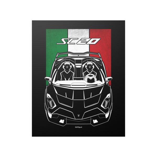 Lamborghini SC20 Poster - Italy Flag Print 16 x 20 inch by Auto Art Apparel