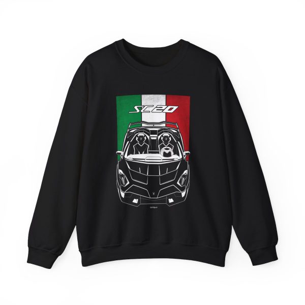 Lamborghini SC20 Sweatshirt - Italy Flag Crewneck Black by Auto Art Apparel