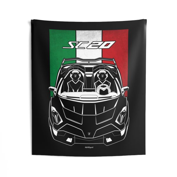 Lamborghini SC20 Tapestry - Italy Flag Wall Art 50 x 60 inch by Auto Art Apparel