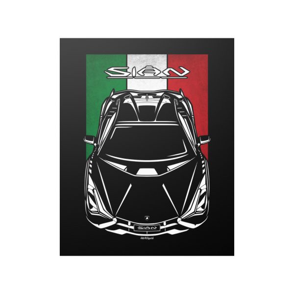 Lamborghini Sian Poster - Italy Flag Print 16 x 20 inch by Auto Art Apparel