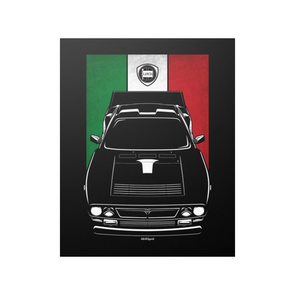 Lancia 037 Stradale Poster - Italy Flag Print 16 x 20 inch by Auto Art Apparel