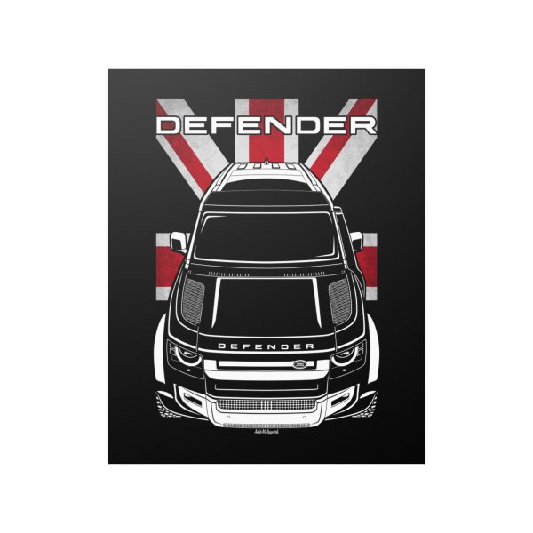 Land Rover Defender 110 X Poster - UK Flag Print 16 x 20 inch by Auto Art Apparel