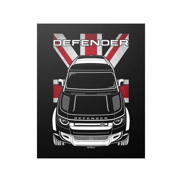 Land Rover Defender 130 Poster - UK Flag Print 16 x 20 inch by Auto Art Apparel