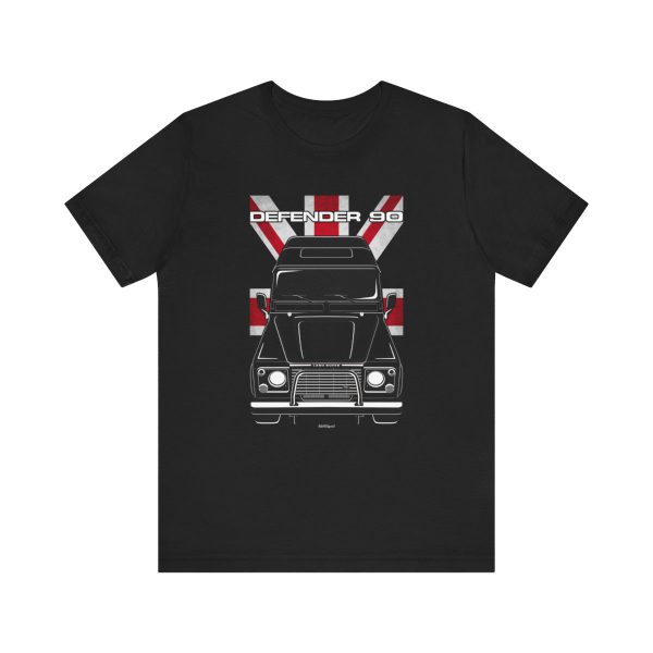 Land Rover Defender 90 1985-1990 T-shirt - UK Flag Shirt by Auto Art Apparel