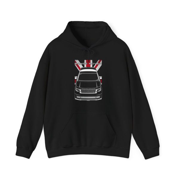 Land Rover Range Rover LWB 2022-2025 Hoodie - UK Flag Hooded Sweatshirt Black by Auto Art Apparel