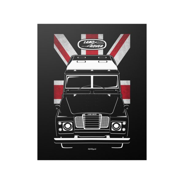Land Rover Series 3 Poster - UK Flag Print 16 x 20 inch by Auto Art Apparel