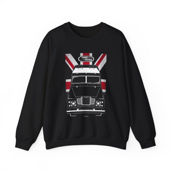Land Rover Series 3 Sweatshirt - UK Flag Crewneck Black by Auto Art Apparel