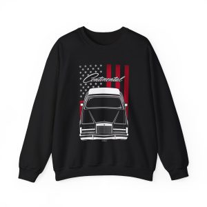 Lincoln Continental Mark V 1977-1979 Sweatshirt - US Flag Crewneck Black by Auto Art Apparel