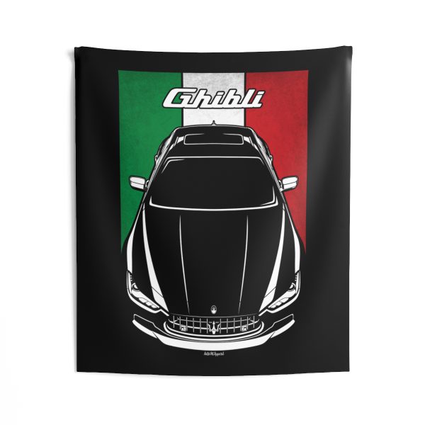 Maserati Ghibli 2014-2019 Tapestry - Italy Flag Wall Art 50 x 60 inch by Auto Art Apparel