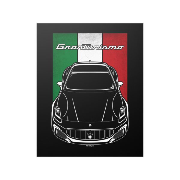 Maserati GranTurismo 2023-2025 Poster - Italy Flag Print 16 x 20 inch by Auto Art Apparel