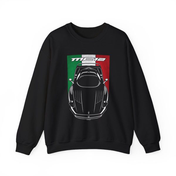 Maserati MC12 Sweatshirt - Italy Flag Crewneck Black by Auto Art Apparel