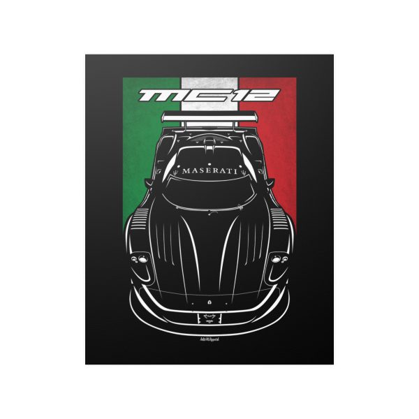 Maserati MC12 Versione Corsa Poster - Italy Flag Print 16 x 20 inch by Auto Art Apparel