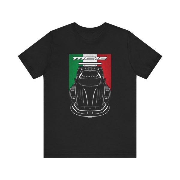 Maserati MC12 Versione Corsa T-shirt - Italy Flag Shirt Black by Auto Art Apparel