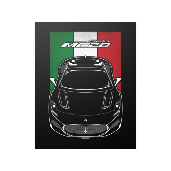 Maserati MC20 Cielo Poster - Italy Flag Print 16 x 20 inch by Auto Art Apparel