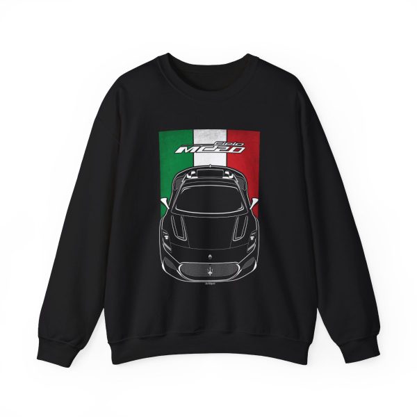 Maserati MC20 Cielo Sweatshirt - Italy Flag Crewneck Black by Auto Art Apparel
