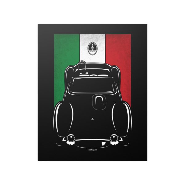 Maserati TIPO 61 Birdcage Poster - Italy Flag Print 16 x 20 inch by Auto Art Apparel
