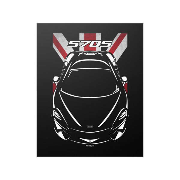 McLaren 570S Poster - UK Flag Print 16 x 20 inch by Auto Art Apparel