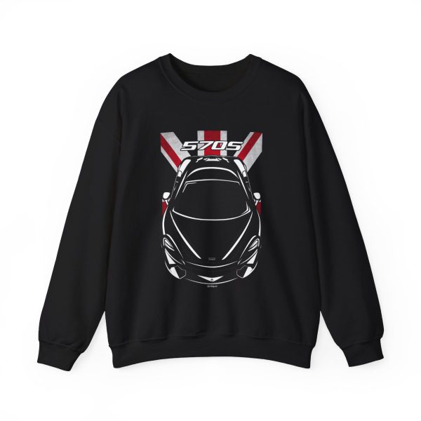 McLaren 570S Sweatshirt - UK Flag Crewneck Black by Auto Art Apparel