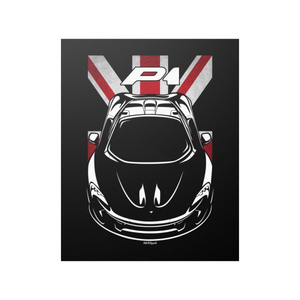 McLaren P1 Poster - UK Flag Print 16 x 20 inch by Auto Art Apparel
