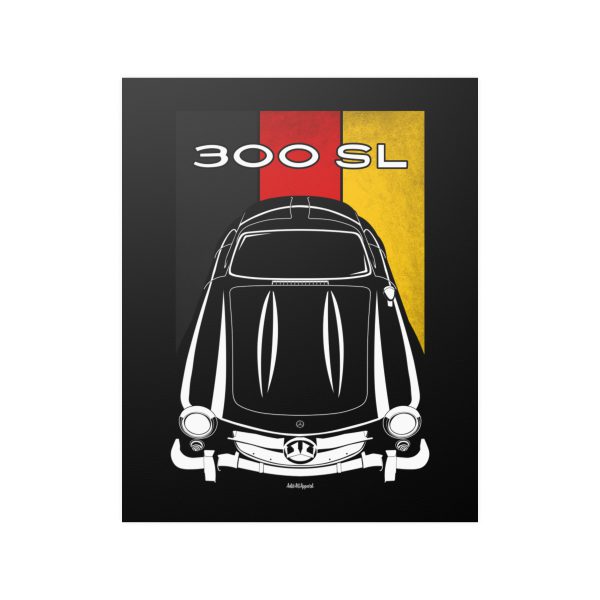 Mercedes 300 SL Coupe 1954-1957 Poster - Germany Flag Print 16 x 20 inch by Auto Art Apparel