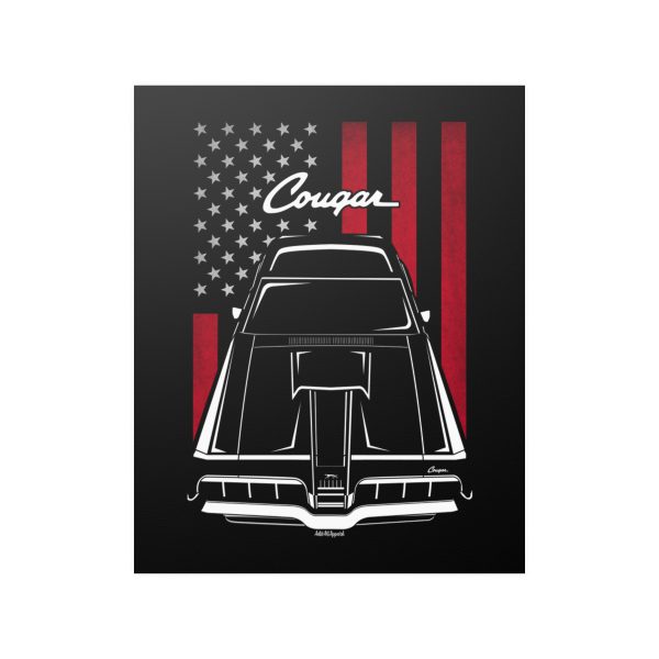 Mercury Cougar 1970 Poster - US Flag Print 16 x 20 inch by Auto Art Apparel