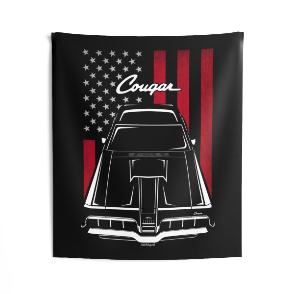 Mercury Cougar 1970 Tapestry - US Flag Wall Art 50 x 60 inch by Auto Art Apparel