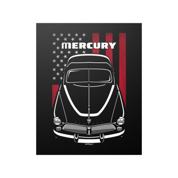 Mercury Coupe 1949 Poster - US Flag Print 16 x 20 inch by Auto Art Apparel