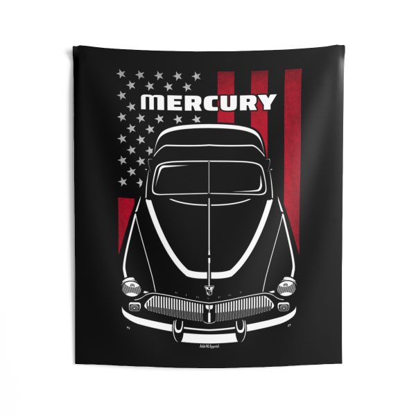 Mercury Coupe 1949 Tapestry - US Flag Wall Art 50 x 60 inch by Auto Art Apparel