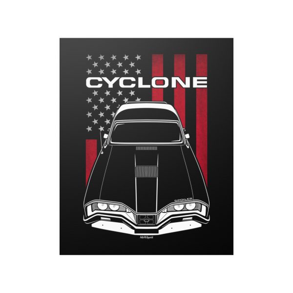 Mercury Cyclone Spoiler 1970-1971 Poster - US Flag Print 16 x 20 inch by Auto Art Apparel