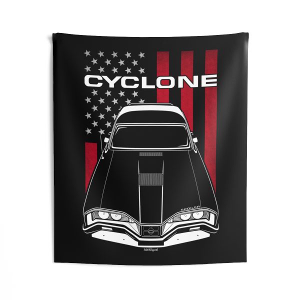 Mercury Cyclone Spoiler 1970-1971 Tapestry - US Flag Wall Art 50 x 60 inch by Auto Art Apparel