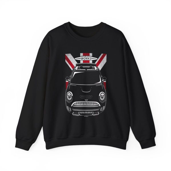 Mini John Cooper Works Convertible Sweatshirt - UK Flag Crewneck Black by Auto Art Apparel