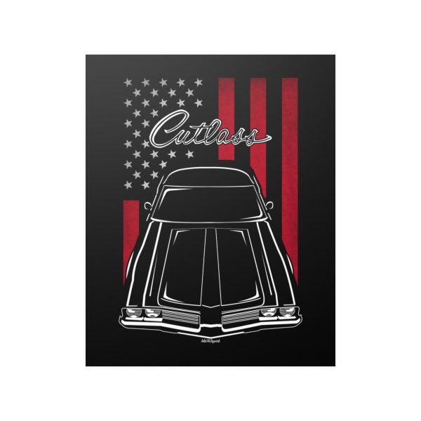 Oldsmobile Cutlass 1969 Poster - US Flag Print 16 x 20 inch by Auto Art Apparel