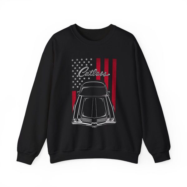 Oldsmobile Cutlass 1969 Sweatshirt - US Flag Crewneck Black by Auto Art Apparel