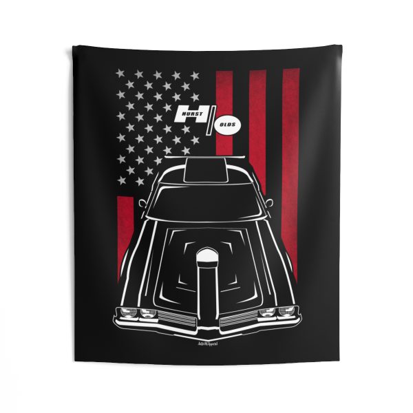 Oldsmobile Hurst Olds 1969 Tapestry - US Flag Wall Art 50 x 60 inch by Auto Art Apparel