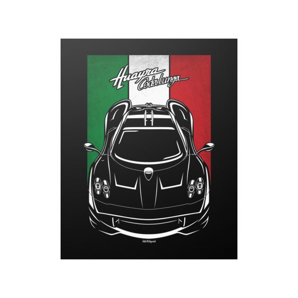 Pagani Huayra Codalunga Poster - Italy Flag Print 16 x 20 inch by Auto Art Apparel
