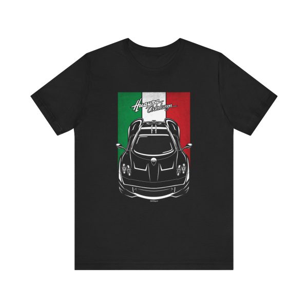 Pagani Huayra Codalunga T-shirt - Italy Flag Shirt Black by Auto Art Apparel