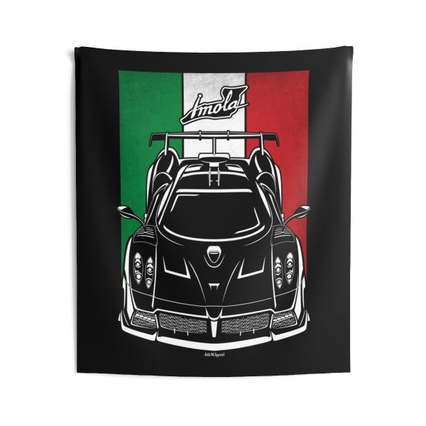 Pagani Huayra Imola Tapestry - Italy Flag Wall Art 50 x 60 inch by Auto Art Apparel