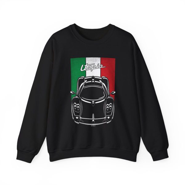 Pagani Utopia Sweatshirt - Italy Flag Crewneck Black by Auto Art Apparel