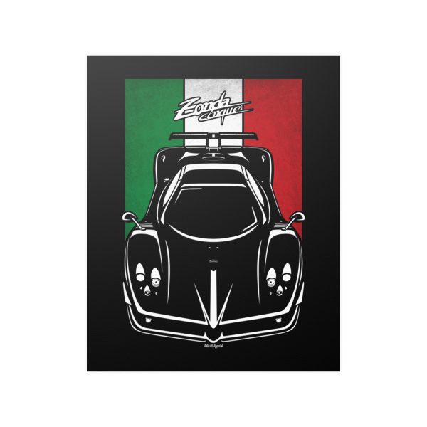 Pagani Zonda Cinque Roadster Poster - Italy Flag Print 16 x 20 inch by Auto Art Apparel