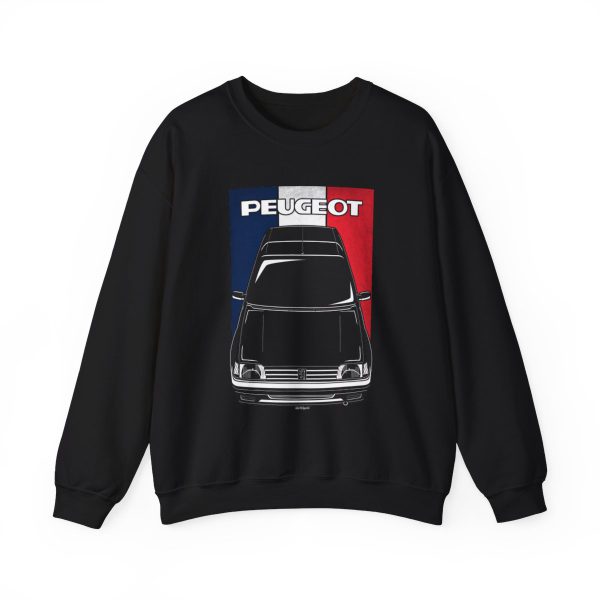 Peugeot 205 Rallye 1998 1992 Sweatshirt - France Flag Crewneck Black by Auto Art Apparel
