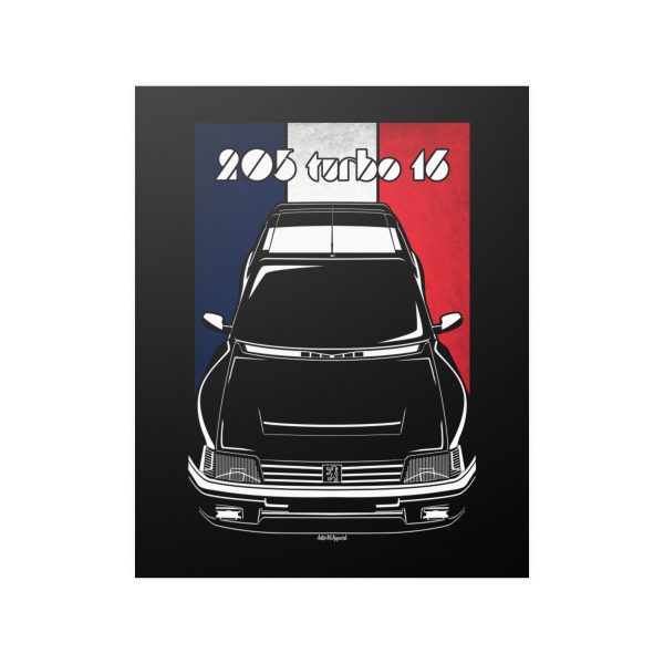 Peugeot 205 T16 1984 1986 Poster - France Flag Print 16 x 20 inch by Auto Art Apparel