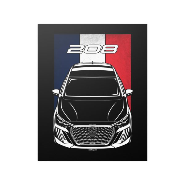 Peugeot 208 2024-2025 Poster - France Flag Print 16 x 20 inch by Auto Art Apparel